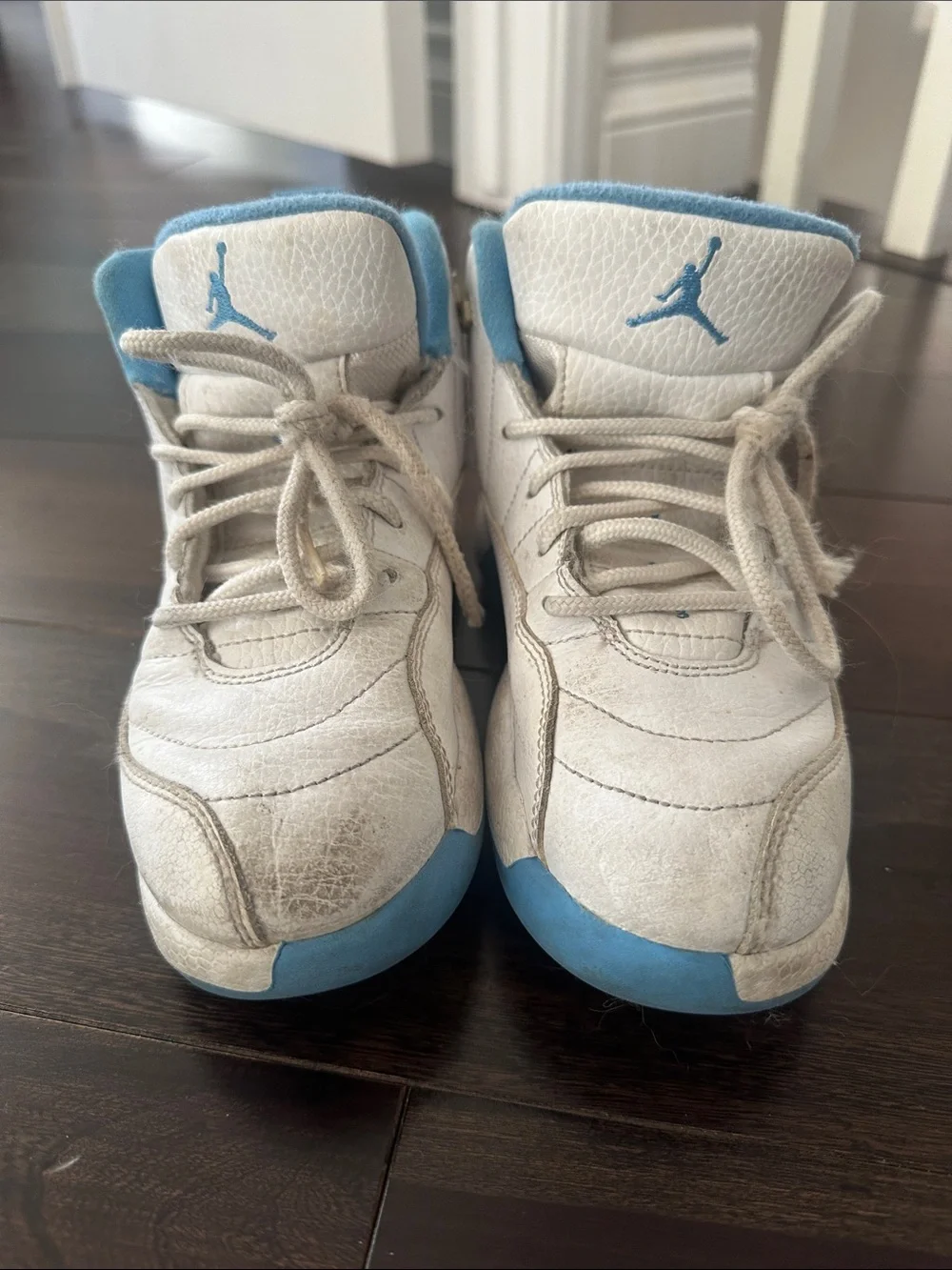 Jordan Kids White and Light Blue Sneakers